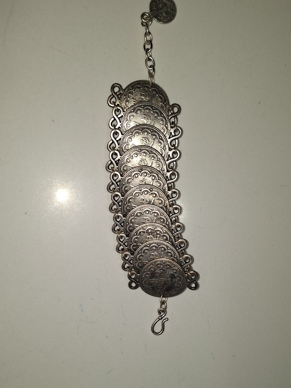 Silver-Tone Coin Link Bracelet - Women's Fashion Jewelry